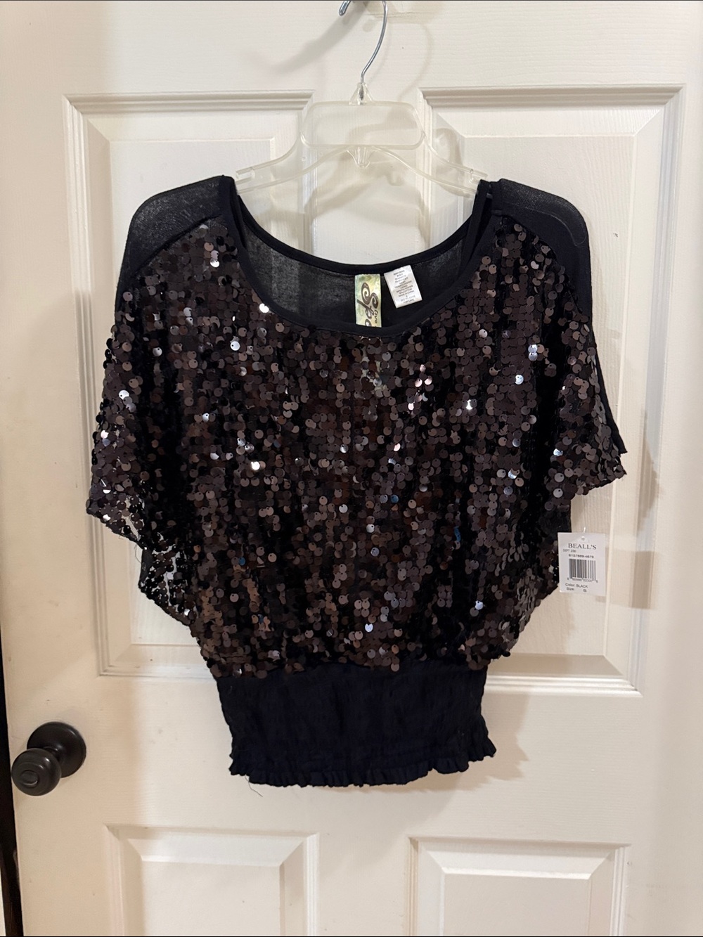 Spoiled Black Sequin Cropped Top